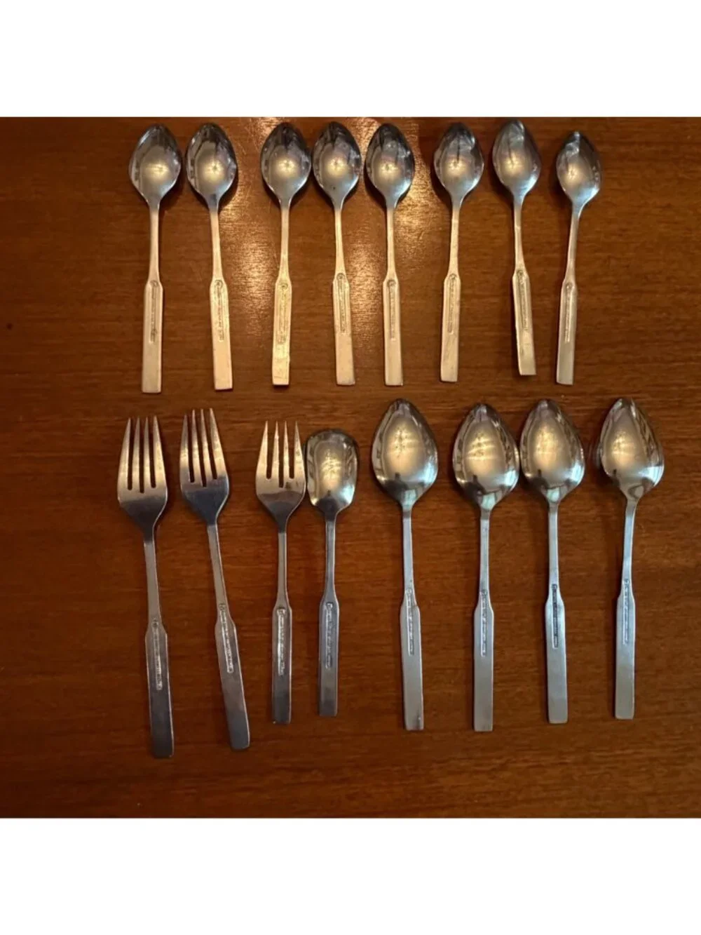 Lifetime Cutlery MCM Flatware Floral Geometric Handle 16 Pc Korea Vintage